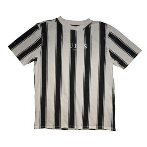 Guess Originals Striped T-Shirt Black White Logo Tee Men’s Medium Casual Top